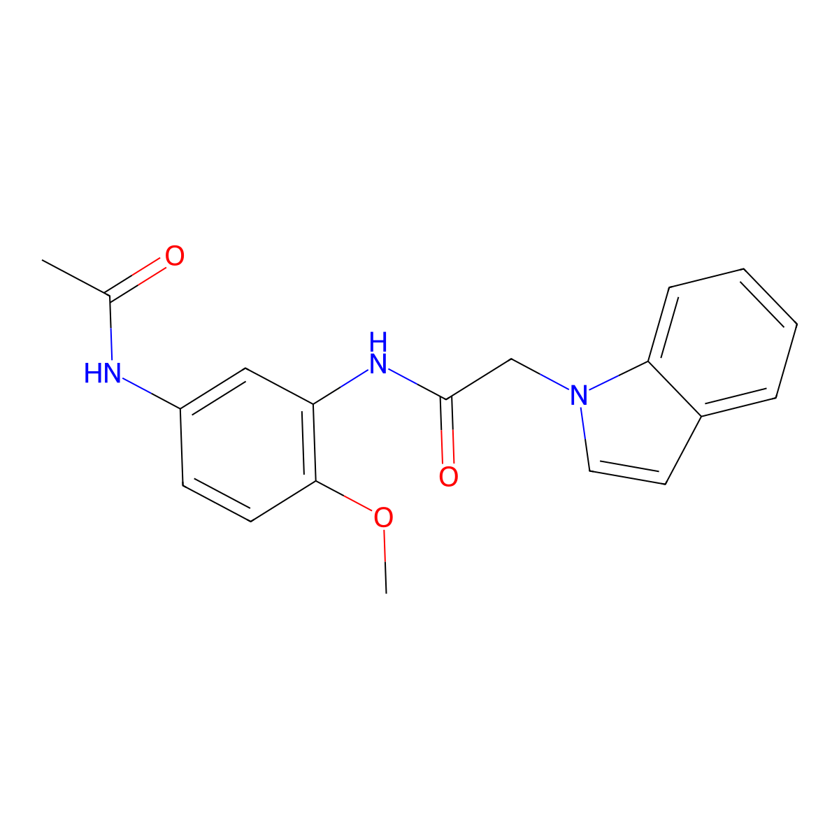 N-[5-(acetylamino)-2-methoxyphenyl]-2-(1H-indol-1-yl)acetamide molecular structure, CAS 1219571-97-7