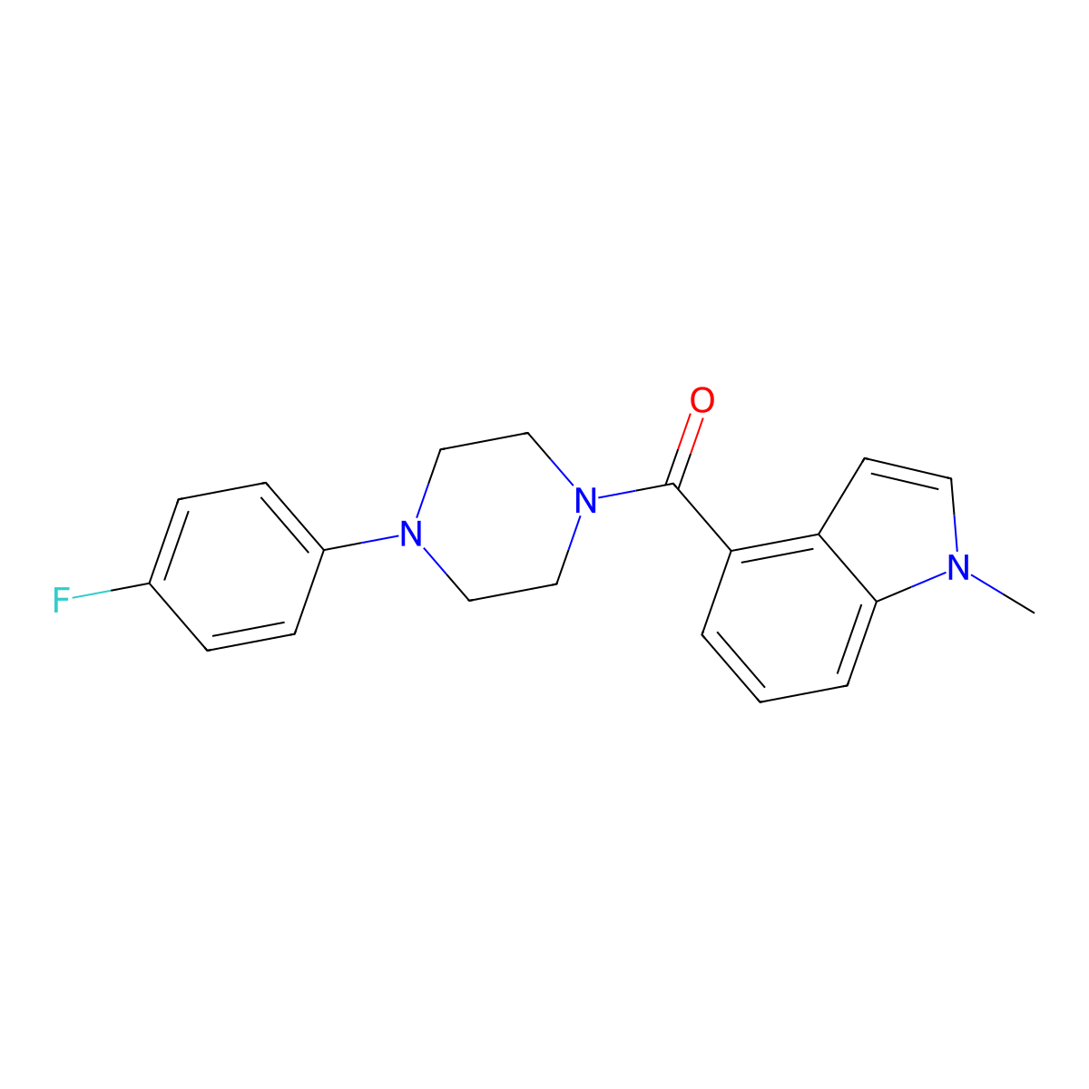(4-(4-fluorophenyl)piperazin-1-yl)(1-methyl-1H-indol-4-yl)methanone molecular structure, CAS 1219572-03-8