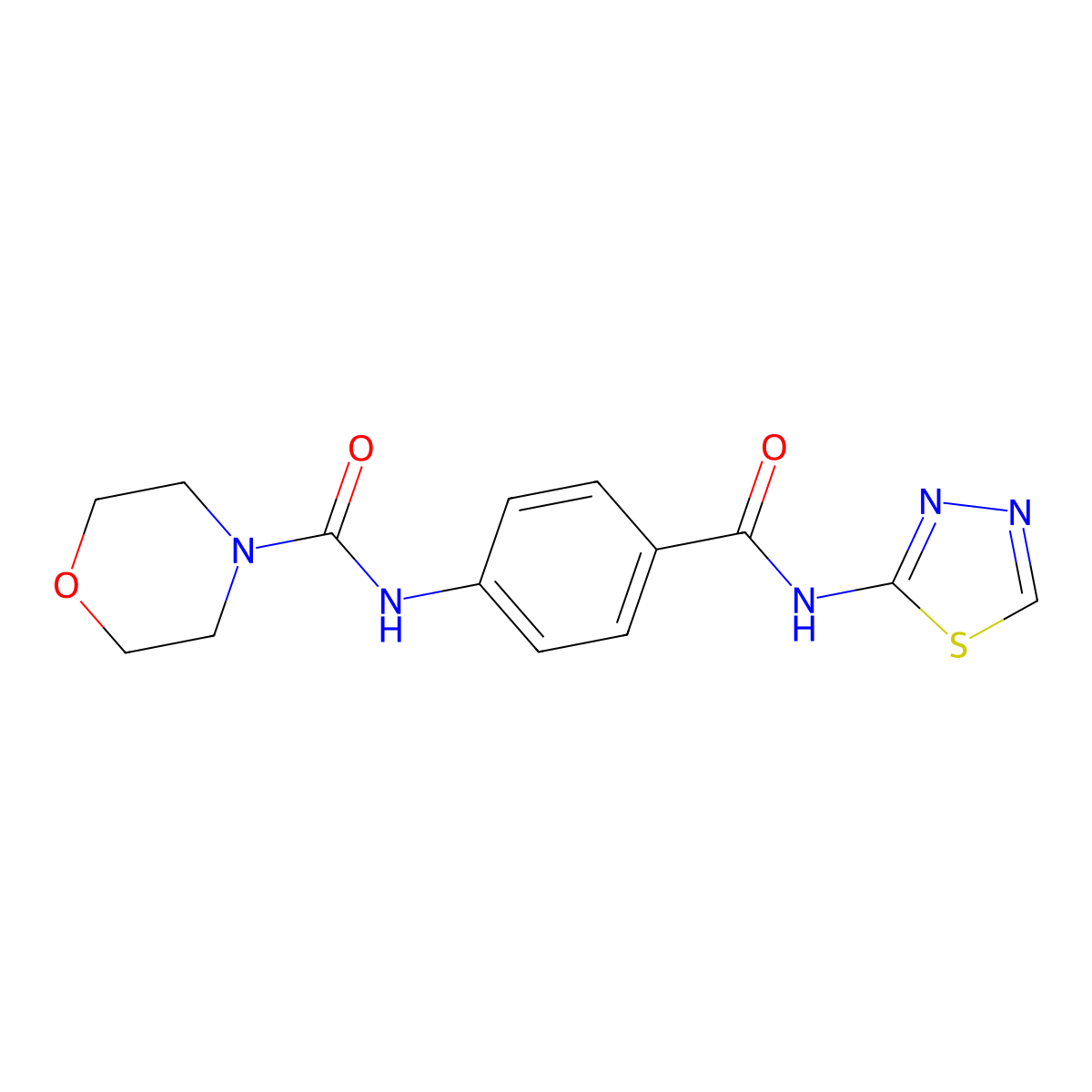 N-{4-[(2Z)-1,3,4-thiadiazol-2(3H)-ylidenecarbamoyl]phenyl}morpholine-4-carboxamide molecular structure, CAS 1219572-08-3