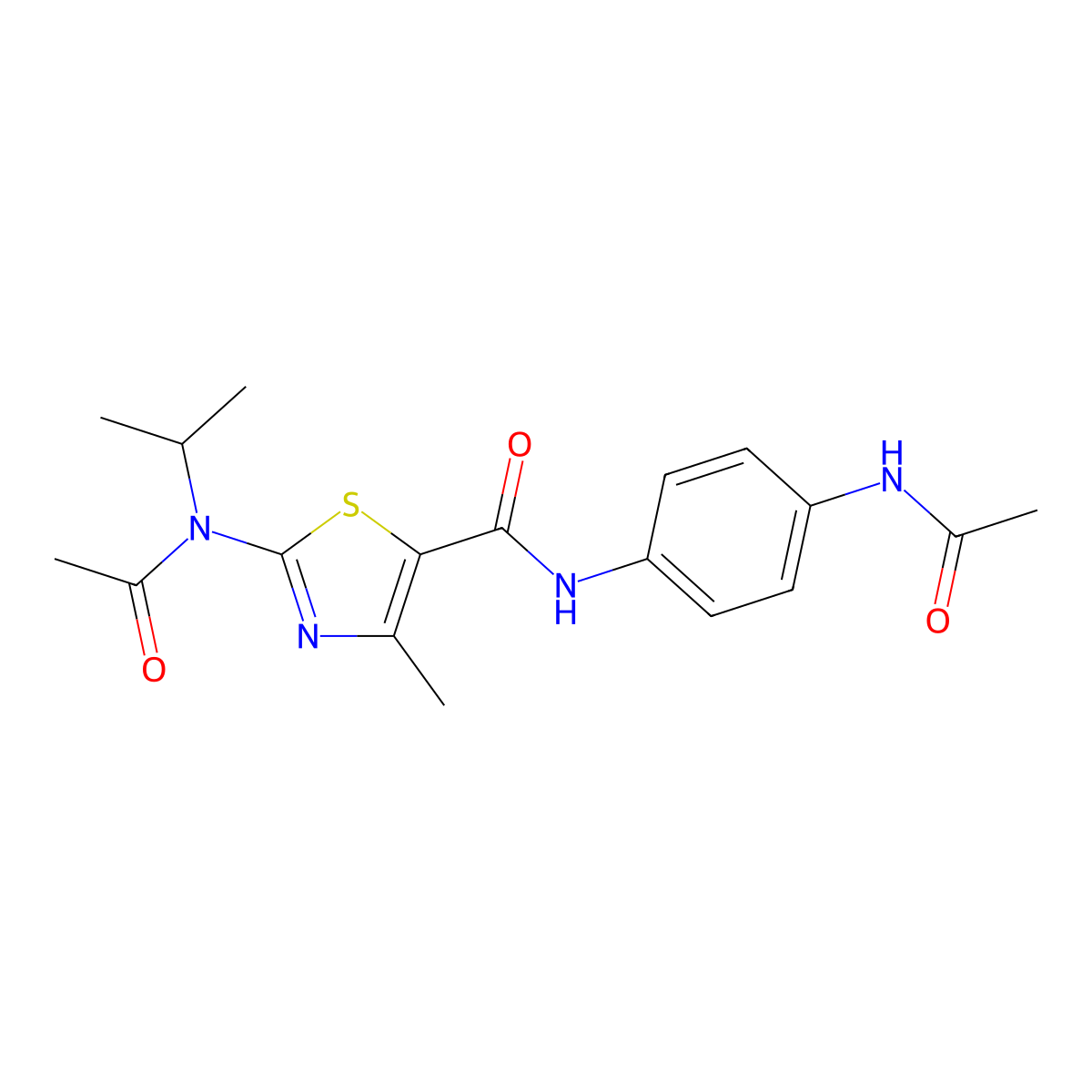 N-[4-(acetylamino)phenyl]-2-[acetyl(isopropyl)amino]-4-methyl-1,3-thiazole-5-carboxamide molecular structure, CAS 1219572-09-4