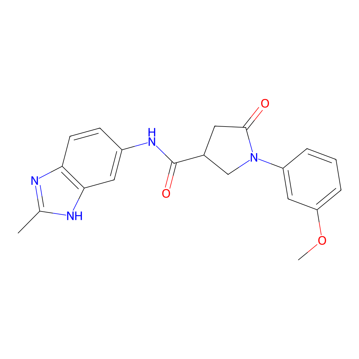 1-(3-methoxyphenyl)-N-(2-methyl-1H-benzimidazol-5-yl)-5-oxopyrrolidine-3-carboxamide molecular structure, CAS 1219572-37-8
