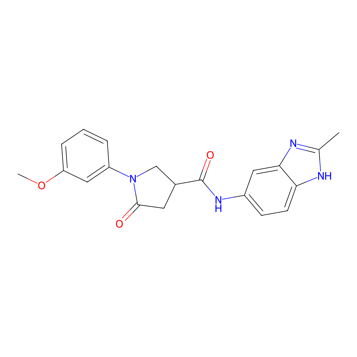 1-(3-methoxyphenyl)-N-(2-methyl-1H-benzimidazol-5-yl)-5-oxopyrrolidine-3-carboxamide molecular structure, CAS 1219572-37-8
