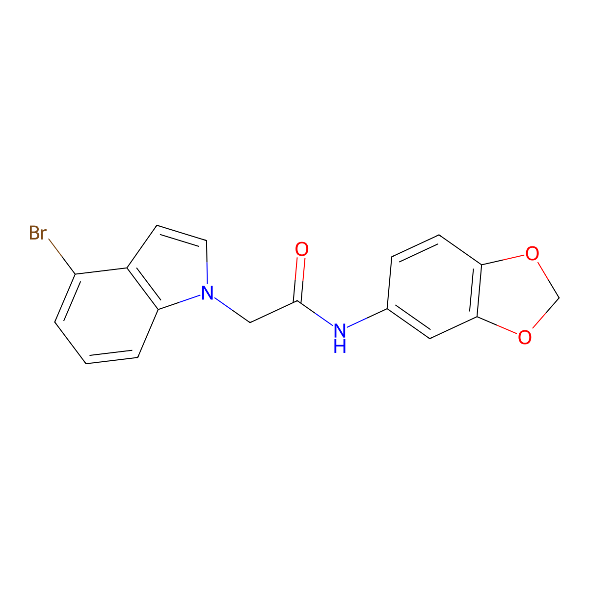 N-(1,3-benzodioxol-5-yl)-2-(4-bromo-1H-indol-1-yl)acetamide molecular structure, CAS 1219572-46-9