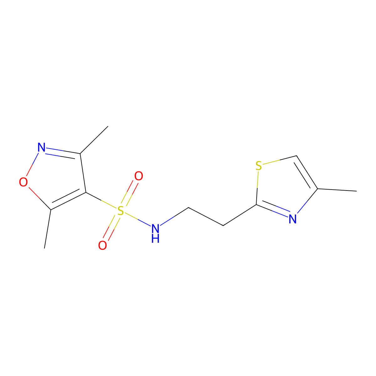 3,5-dimethyl-N-[2-(4-methyl-1,3-thiazol-2-yl)ethyl]-1,2-oxazole-4-sulfonamide molecular structure, CAS 1219572-65-2