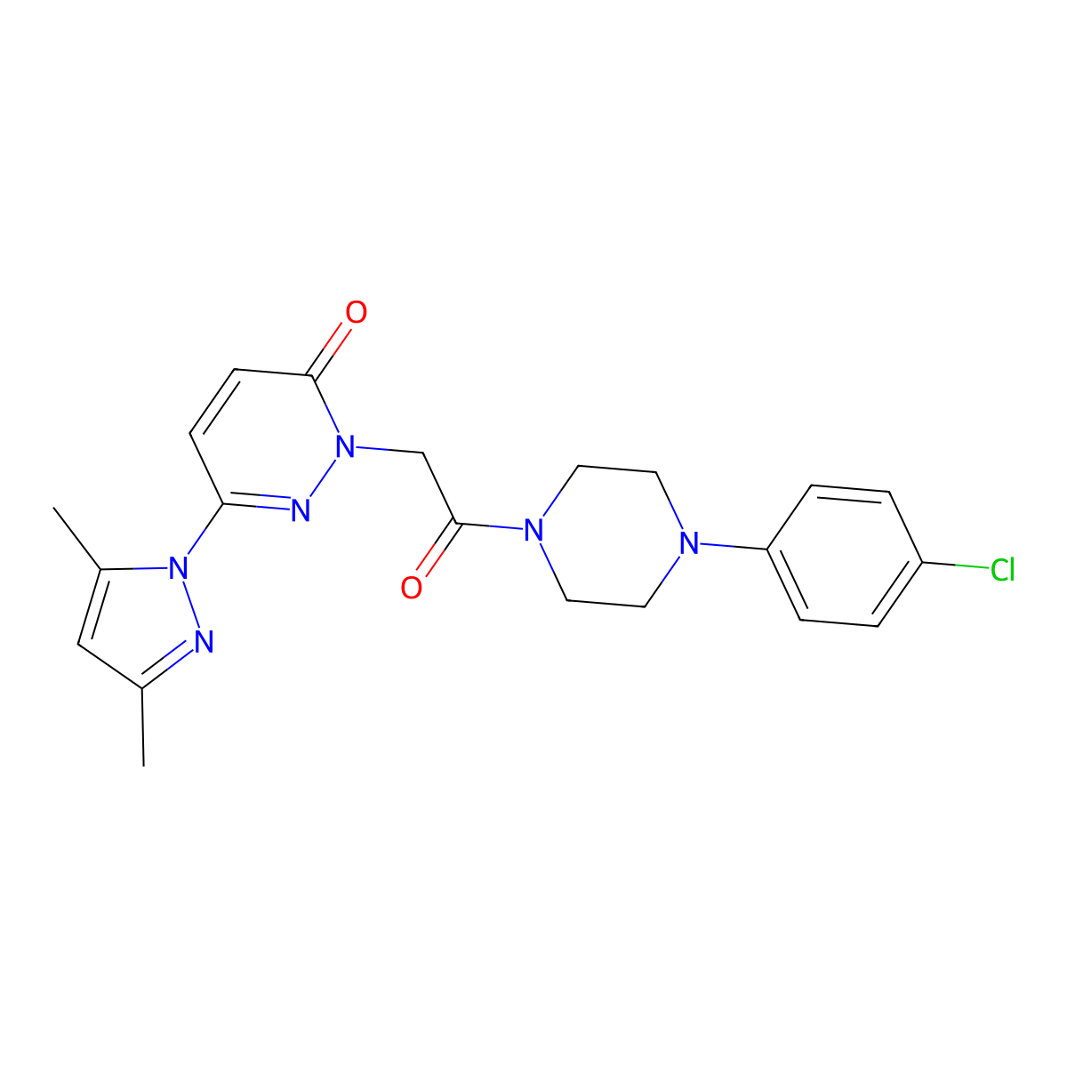 2-(2-(4-(4-chlorophenyl)piperazin-1-yl)-2-oxoethyl)-6-(3,5-dimethyl-1H-pyrazol-1-yl)pyridazin-3(2H)-one molecular structure, CAS 1219572-81-2
