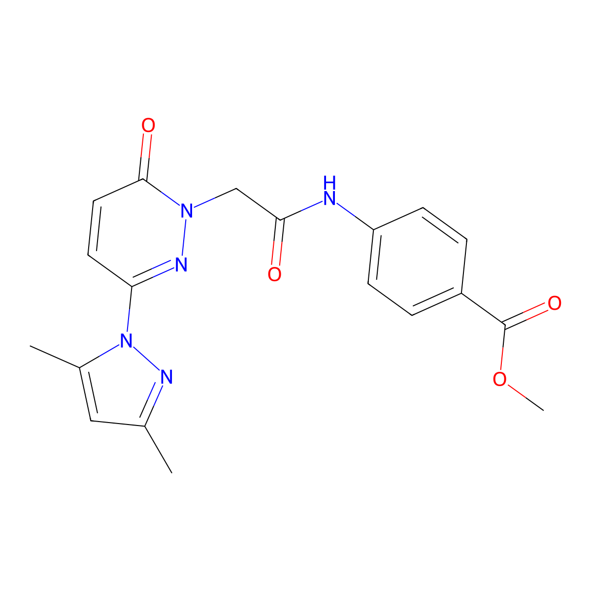 methyl 4-({[3-(3,5-dimethyl-1H-pyrazol-1-yl)-6-oxopyridazin-1(6H)-yl]acetyl}amino)benzoate molecular structure, CAS 1219572-82-3