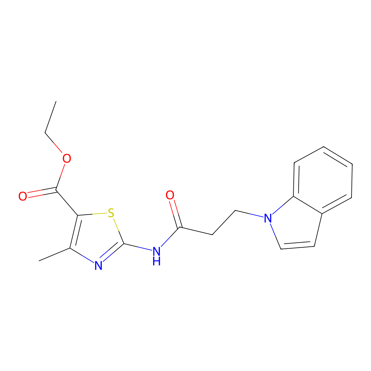 ethyl 2-{[3-(1H-indol-1-yl)propanoyl]amino}-4-methyl-1,3-thiazole-5-carboxylate molecular structure, CAS 1219572-86-7