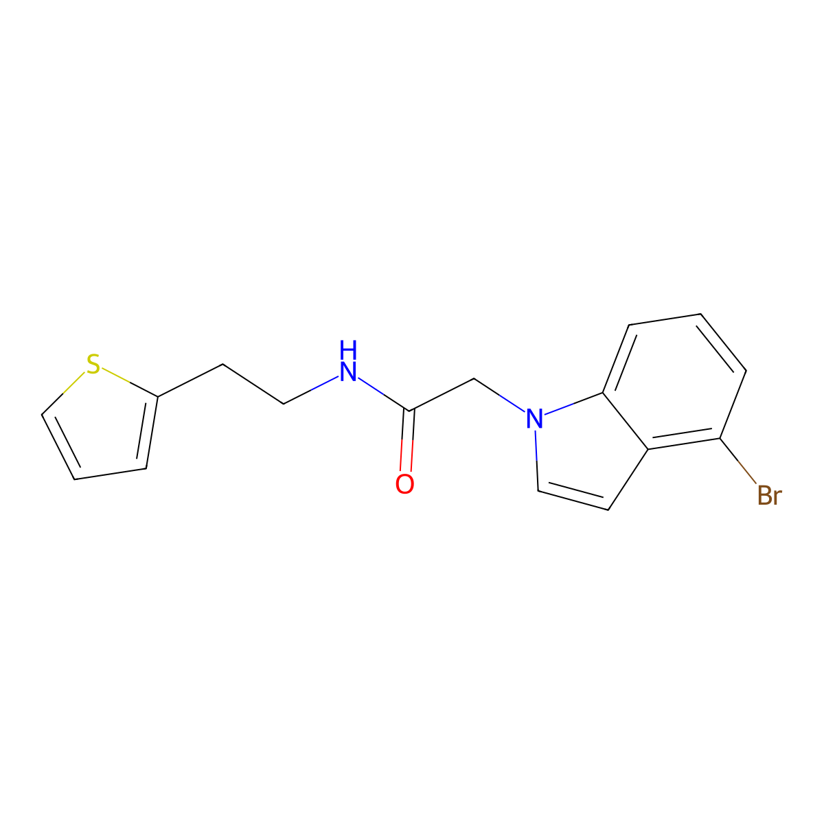 2-(4-bromo-1H-indol-1-yl)-N-[2-(thiophen-2-yl)ethyl]acetamide molecular structure, CAS 1219572-88-9