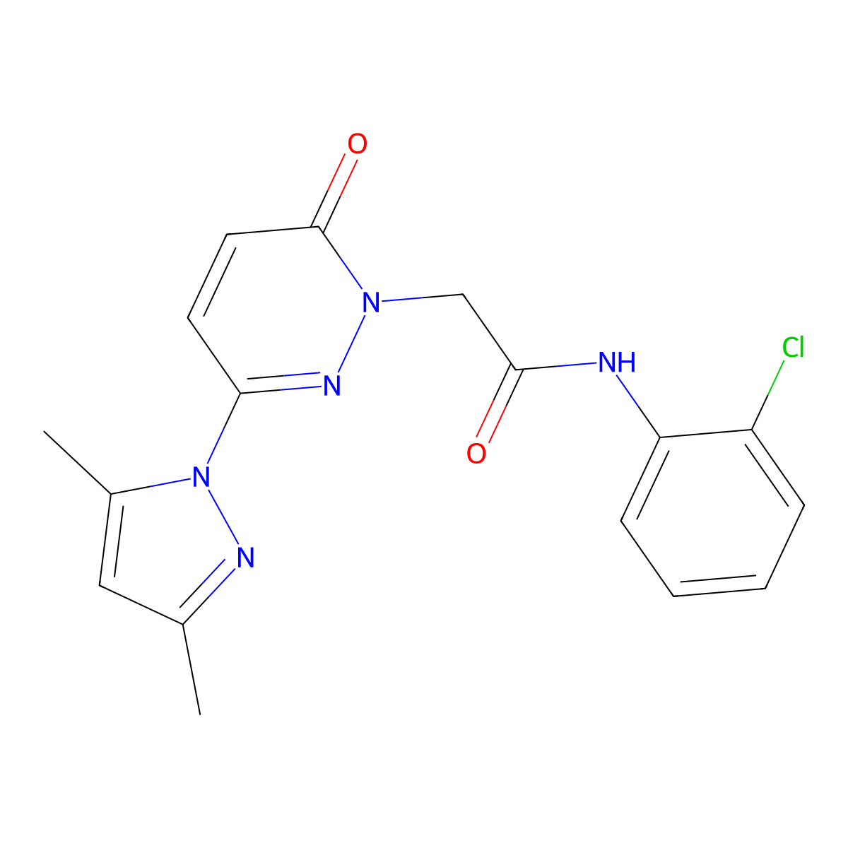 N-(2-chlorophenyl)-2-(3-(3,5-dimethyl-1H-pyrazol-1-yl)-6-oxopyridazin-1(6H)-yl)acetamide molecular structure, CAS 1219572-90-3