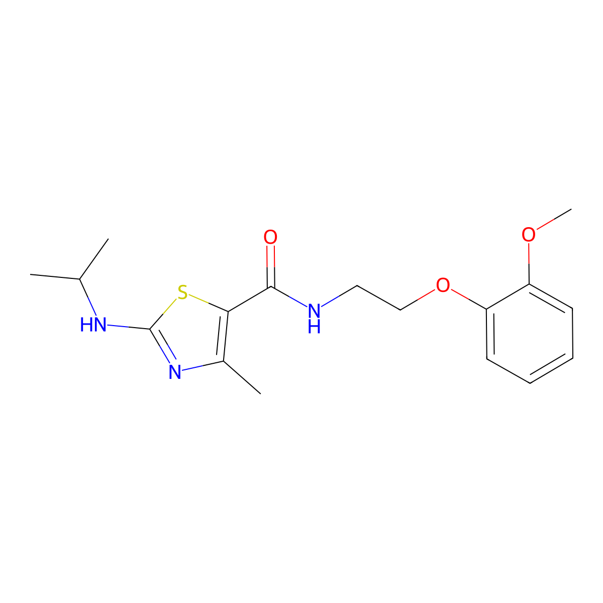 N-[2-(2-methoxyphenoxy)ethyl]-4-methyl-2-(propan-2-ylamino)-1,3-thiazole-5-carboxamide molecular structure, CAS 1219572-91-4