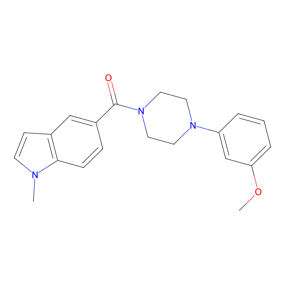 (4-(3-methoxyphenyl)piperazin-1-yl)(1-methyl-1H-indol-5-yl)methanone molecular structure, CAS 1219573-13-3