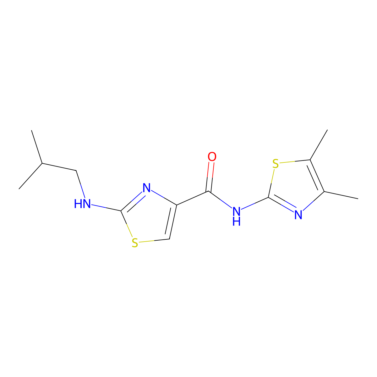 N-[(2E)-4,5-dimethyl-1,3-thiazol-2(3H)-ylidene]-2-[(2-methylpropyl)amino]-1,3-thiazole-4-carboxamide molecular structure, CAS 1219573-28-0