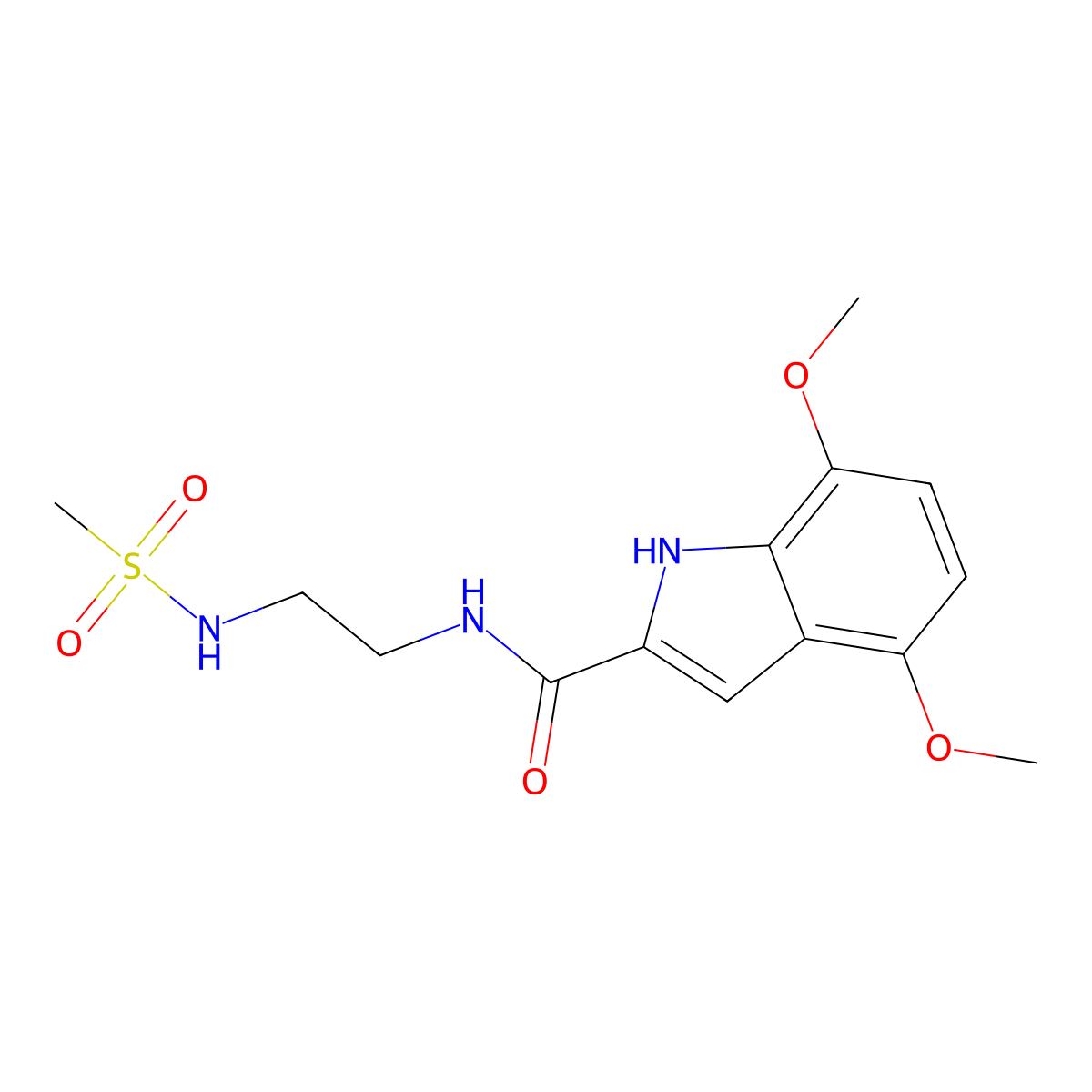 4,7-dimethoxy-N-{2-[(methylsulfonyl)amino]ethyl}-1H-indole-2-carboxamide molecular structure, CAS 1219573-29-1