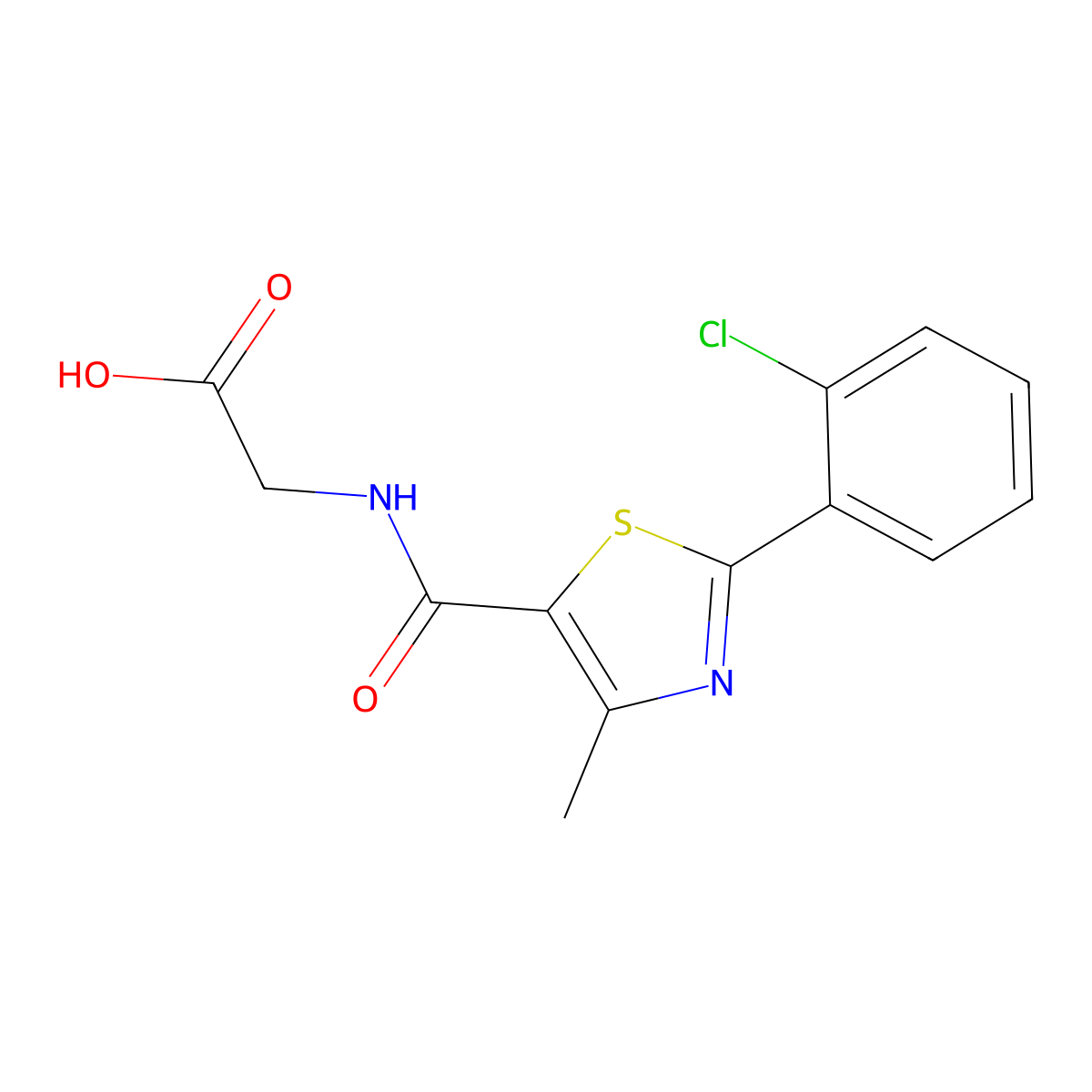N-{[2-(2-chlorophenyl)-4-methyl-1,3-thiazol-5-yl]carbonyl}glycine molecular structure, CAS 1219573-31-5