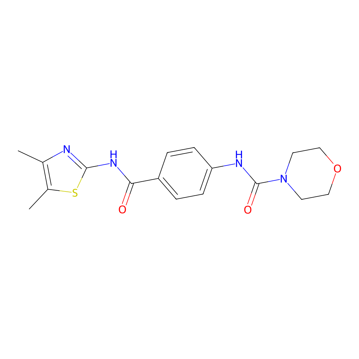 N-(4-{[(2E)-4,5-dimethyl-1,3-thiazol-2(3H)-ylidene]carbamoyl}phenyl)morpholine-4-carboxamide molecular structure, CAS 1219573-41-7