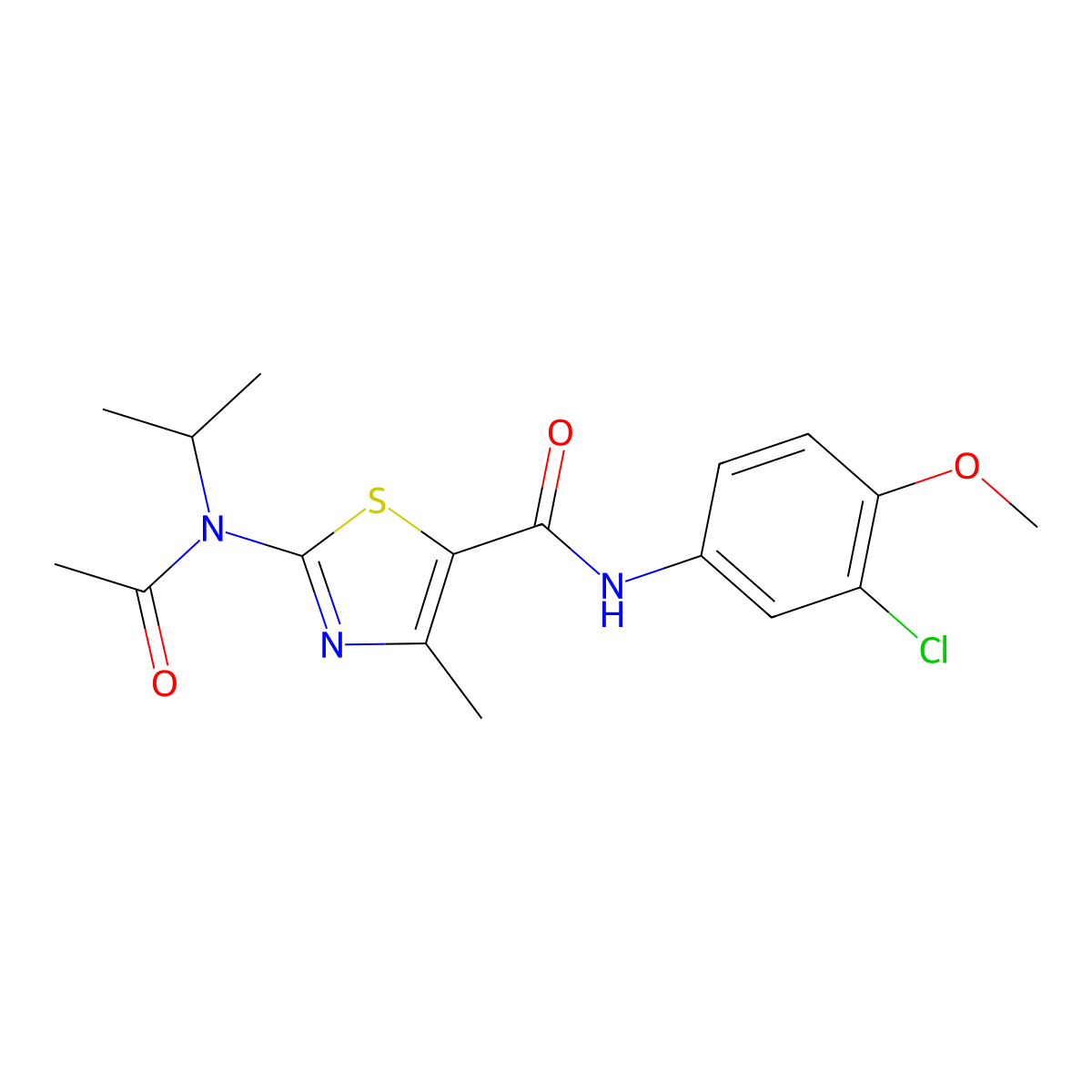 2-[acetyl(isopropyl)amino]-N-(3-chloro-4-methoxyphenyl)-4-methyl-1,3-thiazole-5-carboxamide molecular structure, CAS 1219573-73-5