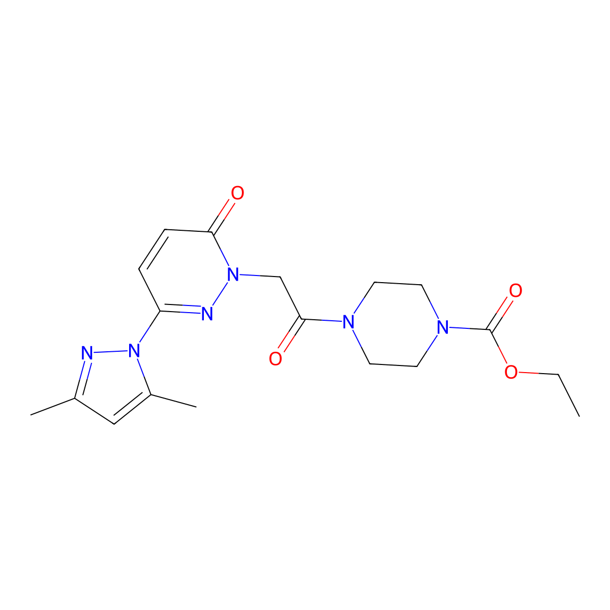 ethyl 4-{[3-(3,5-dimethyl-1H-pyrazol-1-yl)-6-oxopyridazin-1(6H)-yl]acetyl}piperazine-1-carboxylate molecular structure, CAS 1219574-00-1