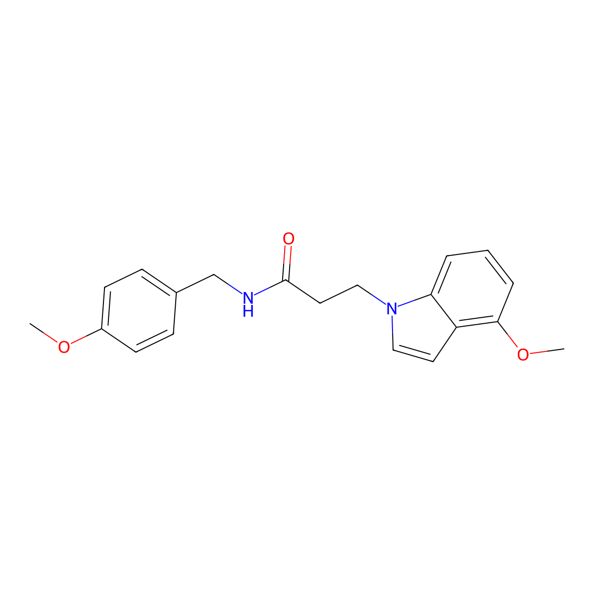 N-(4-methoxybenzyl)-3-(4-methoxy-1H-indol-1-yl)propanamide molecular structure, CAS 1219574-18-1