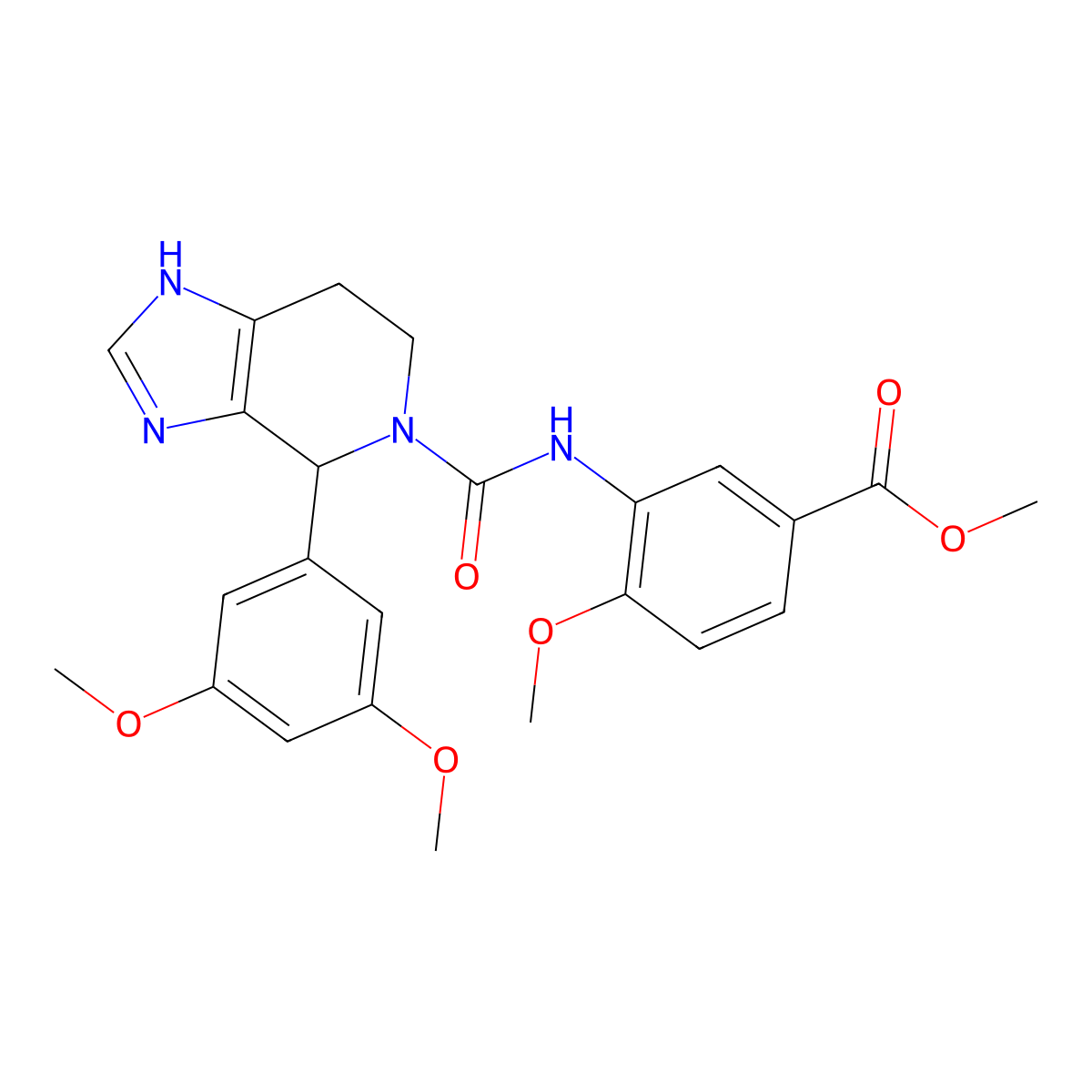 methyl 3-({[4-(3,5-dimethoxyphenyl)-1,4,6,7-tetrahydro-5H-imidazo[4,5-c]pyridin-5-yl]carbonyl}amino)-4-methoxybenzoate molecular structure, CAS 1219574-19-2