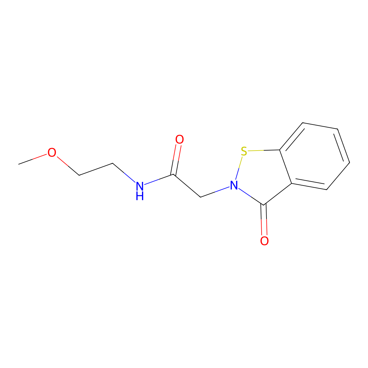 N-(2-methoxyethyl)-2-(3-oxo-1,2-benzothiazol-2(3H)-yl)acetamide molecular structure, CAS 1219574-28-3