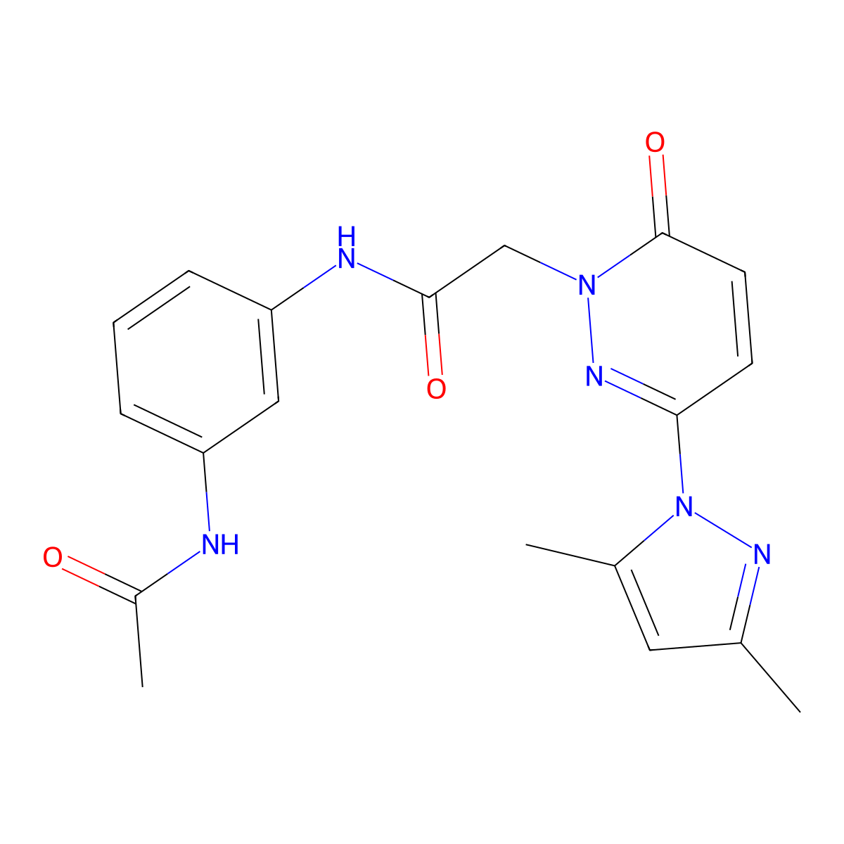 N-[3-(acetylamino)phenyl]-2-[3-(3,5-dimethyl-1H-pyrazol-1-yl)-6-oxopyridazin-1(6H)-yl]acetamide molecular structure, CAS 1219574-35-2