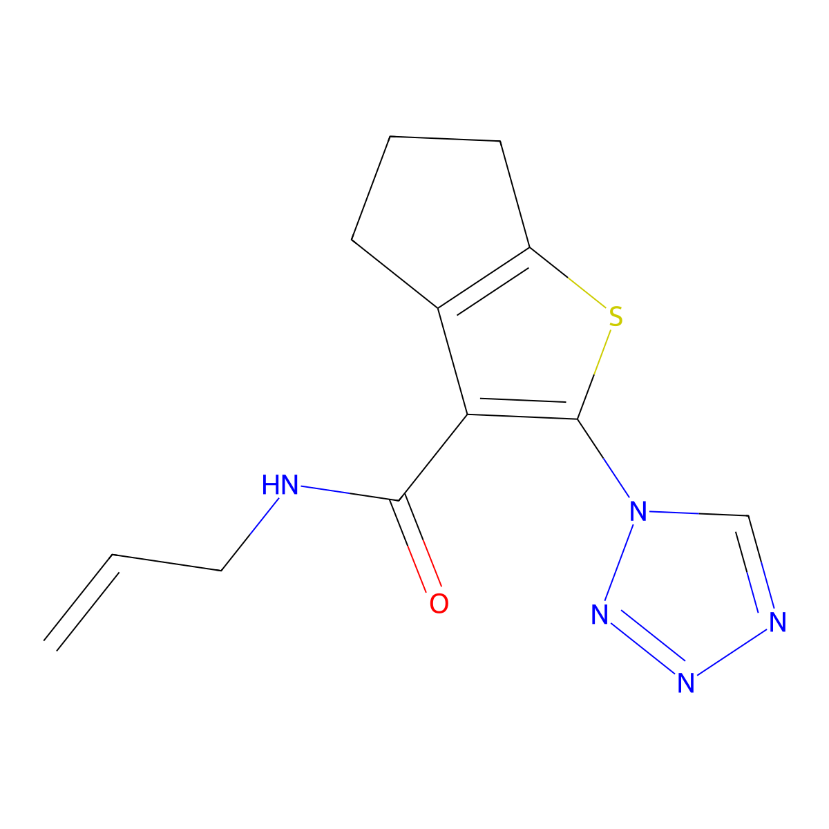 N-(prop-2-en-1-yl)-2-(1H-tetrazol-1-yl)-5,6-dihydro-4H-cyclopenta[b]thiophene-3-carboxamide molecular structure, CAS 1219574-43-2