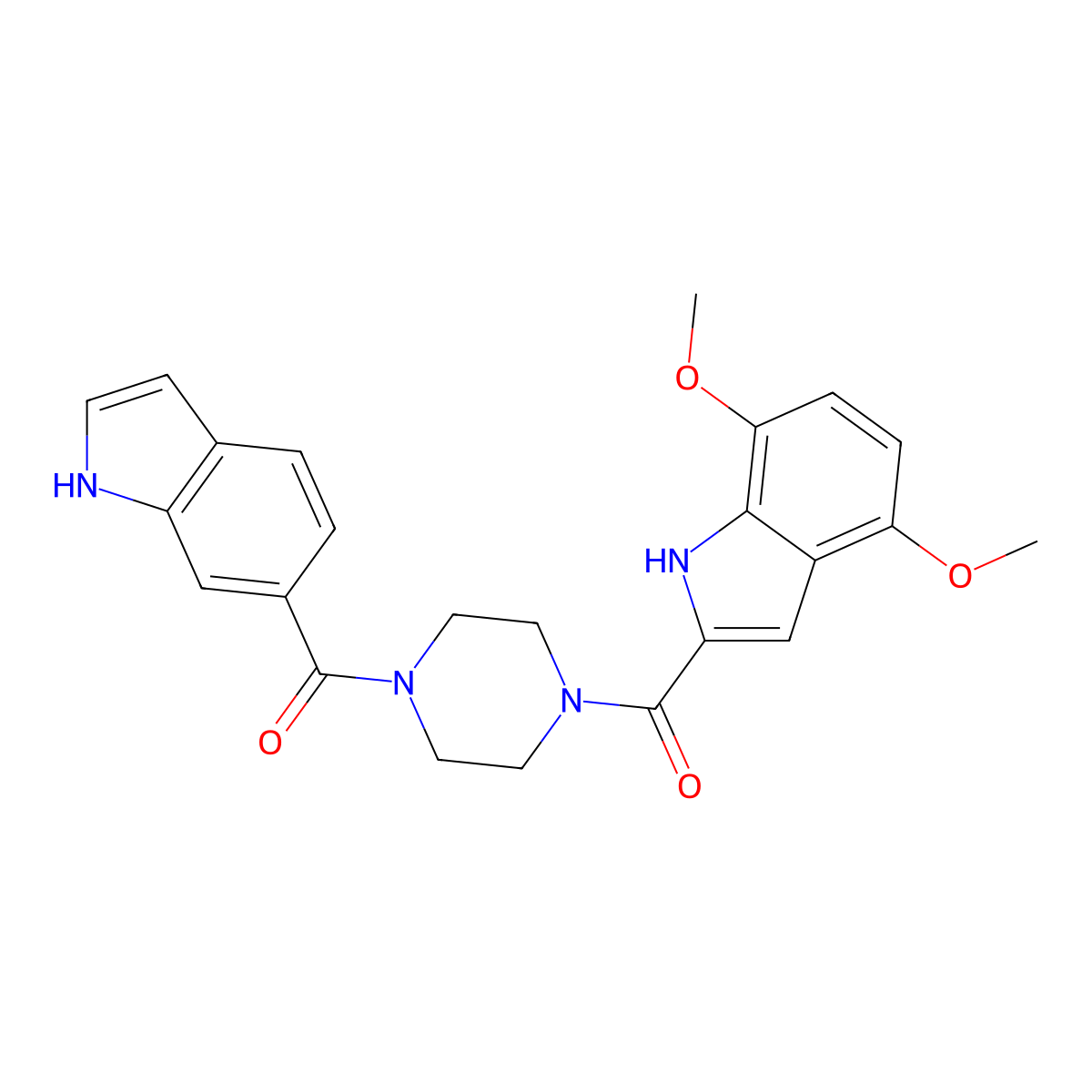 (4,7-dimethoxy-1H-indol-2-yl)[4-(1H-indol-6-ylcarbonyl)piperazin-1-yl]methanone molecular structure, CAS 1219574-50-1