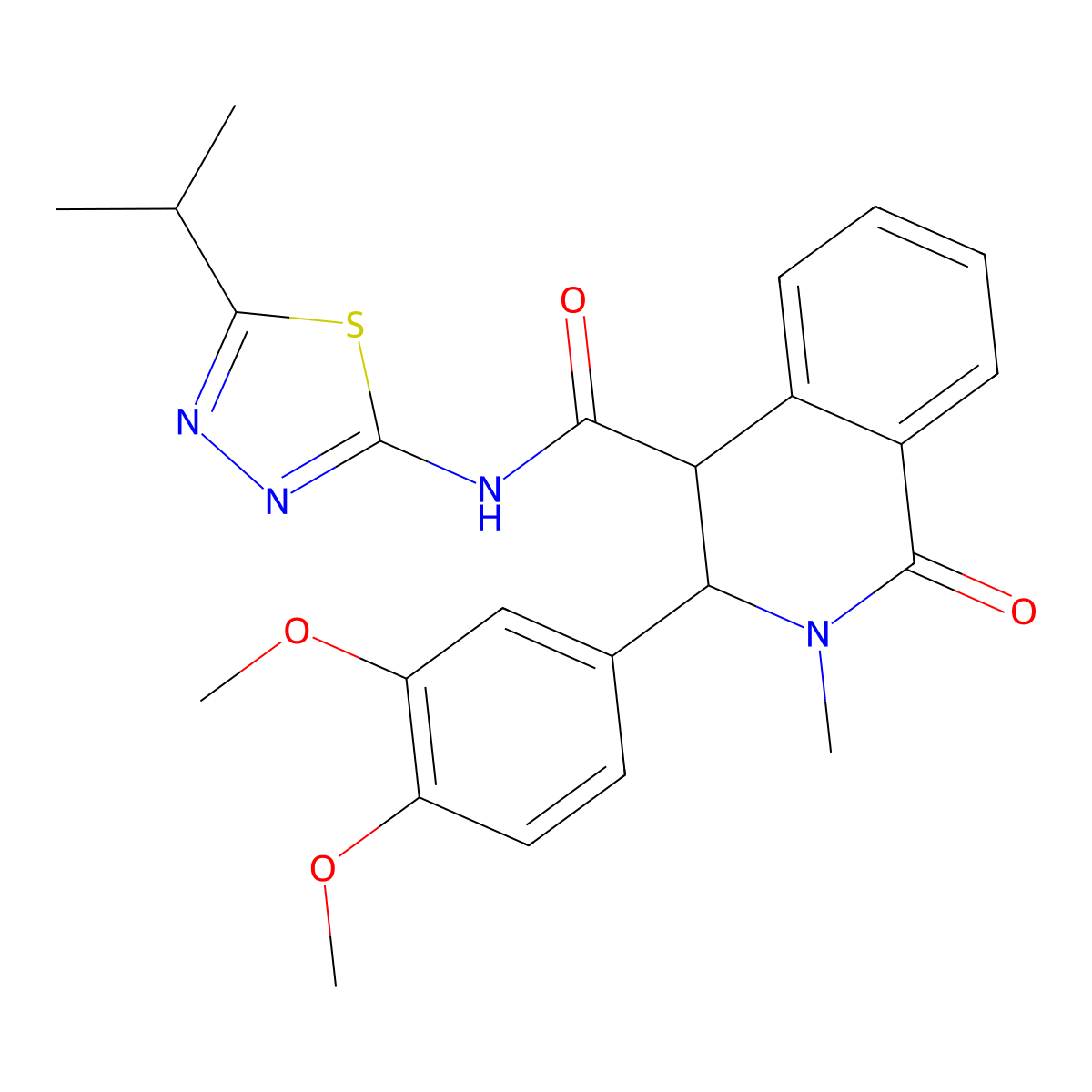 3-(3,4-dimethoxyphenyl)-2-methyl-1-oxo-N-[(2Z)-5-(propan-2-yl)-1,3,4-thiadiazol-2(3H)-ylidene]-1,2,3,4-tetrahydroisoquinoline-4-carboxamide molecular structure, CAS 1219574-57-8