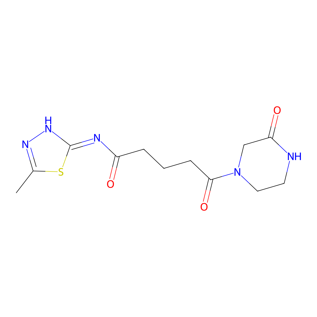 N-(5-methyl-1,3,4-thiadiazol-2-yl)-5-oxo-5-(3-oxopiperazin-1-yl)pentanamide molecular structure, CAS 1219574-58-9