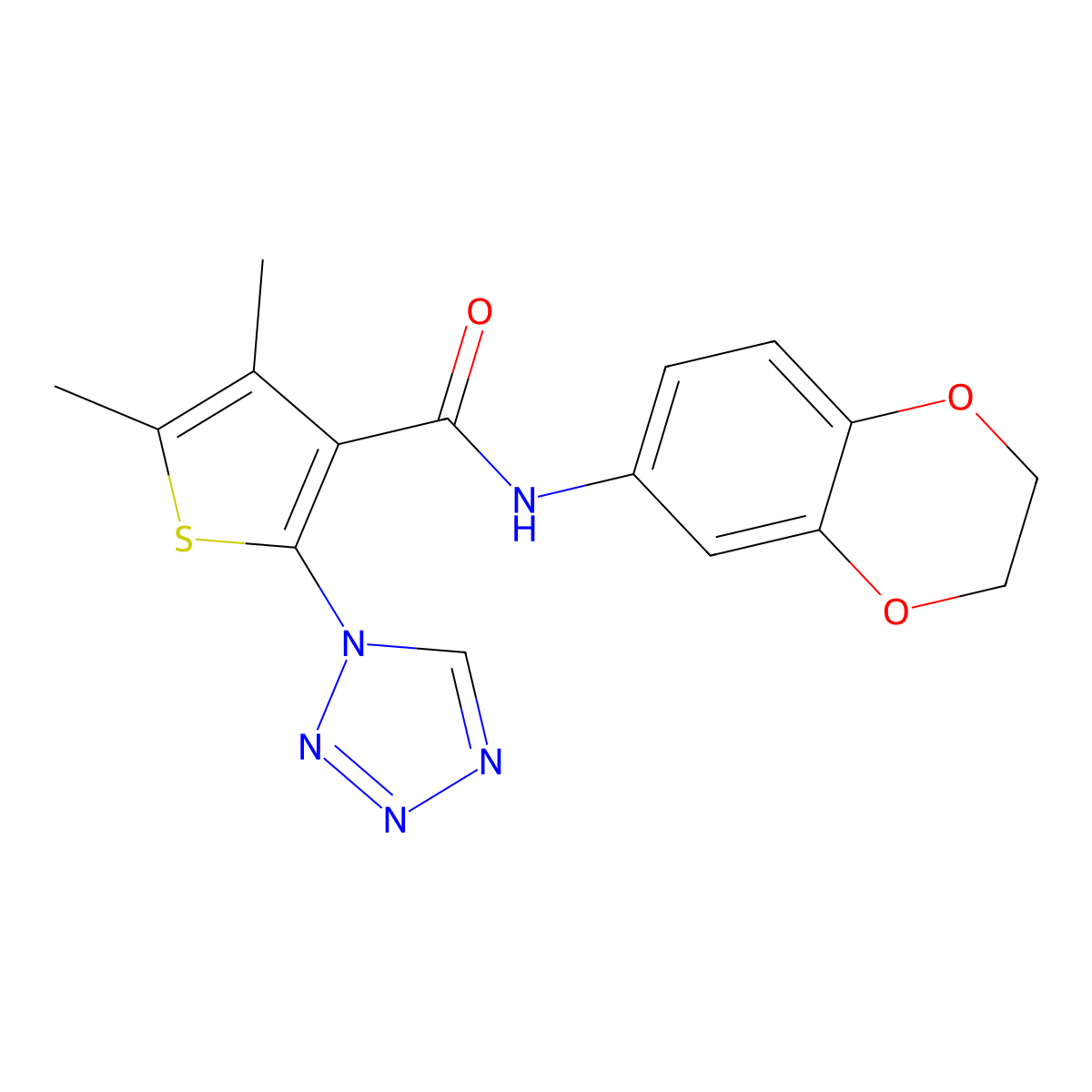N-(2,3-dihydro-1,4-benzodioxin-6-yl)-4,5-dimethyl-2-(1H-tetrazol-1-yl)thiophene-3-carboxamide molecular structure, CAS 1219574-61-4