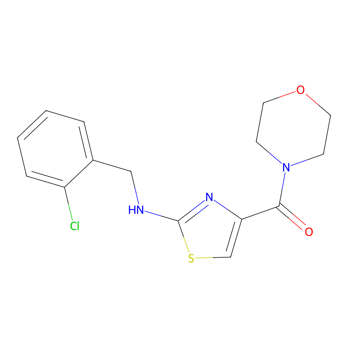 {2-[(2-Chlorobenzyl)amino]-1,3-thiazol-4-yl}(morpholin-4-yl)methanone molecular structure, CAS 1219574-68-1