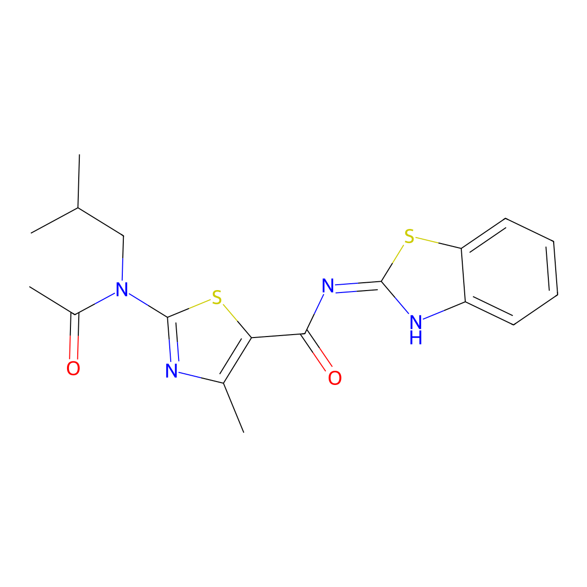 2-[acetyl(2-methylpropyl)amino]-N-[(2E)-1,3-benzothiazol-2(3H)-ylidene]-4-methyl-1,3-thiazole-5-carboxamide molecular structure, CAS 1219574-71-6