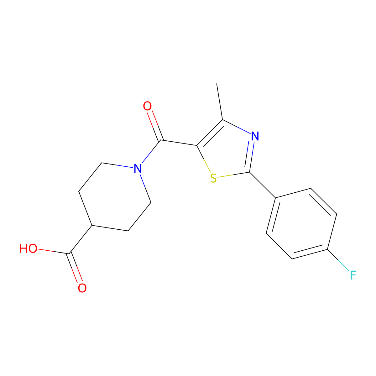 1-{[2-(4-Fluorophenyl)-4-methyl-1,3-thiazol-5-yl]carbonyl}piperidine-4-carboxylic acid molecular structure, CAS 1219574-78-3