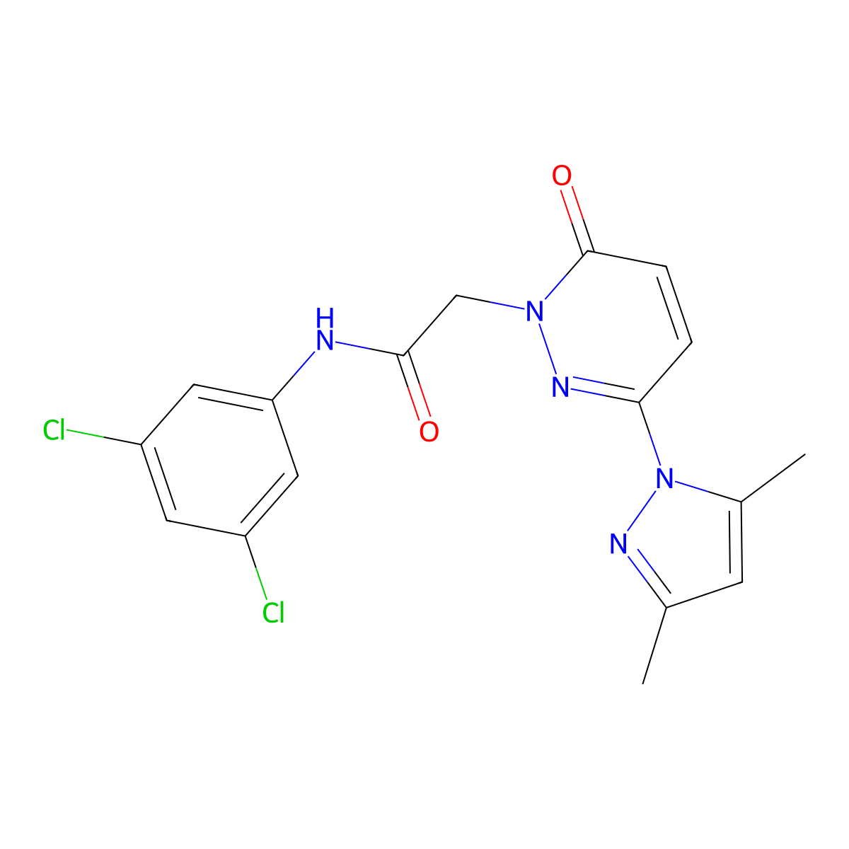N-(3,5-dichlorophenyl)-2-(3-(3,5-dimethyl-1H-pyrazol-1-yl)-6-oxopyridazin-1(6H)-yl)acetamide molecular structure, CAS 1219574-85-2