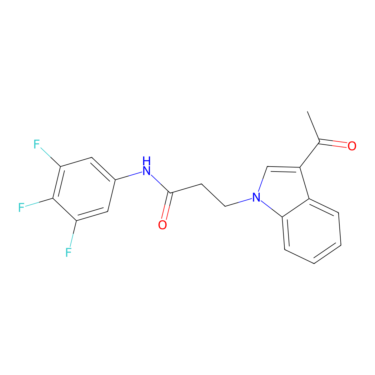 3-(3-acetyl-1H-indol-1-yl)-N-(3,4,5-trifluorophenyl)propanamide molecular structure, CAS 1219575-02-6