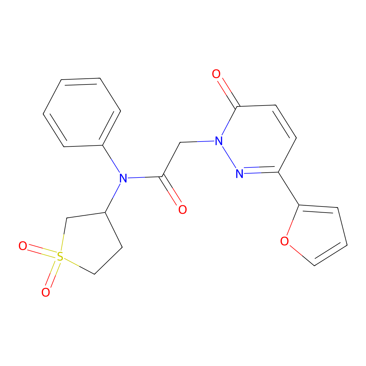 N-(1,1-dioxidotetrahydrothiophen-3-yl)-2-[3-(furan-2-yl)-6-oxopyridazin-1(6H)-yl]-N-phenylacetamide molecular structure, CAS 1219575-07-1