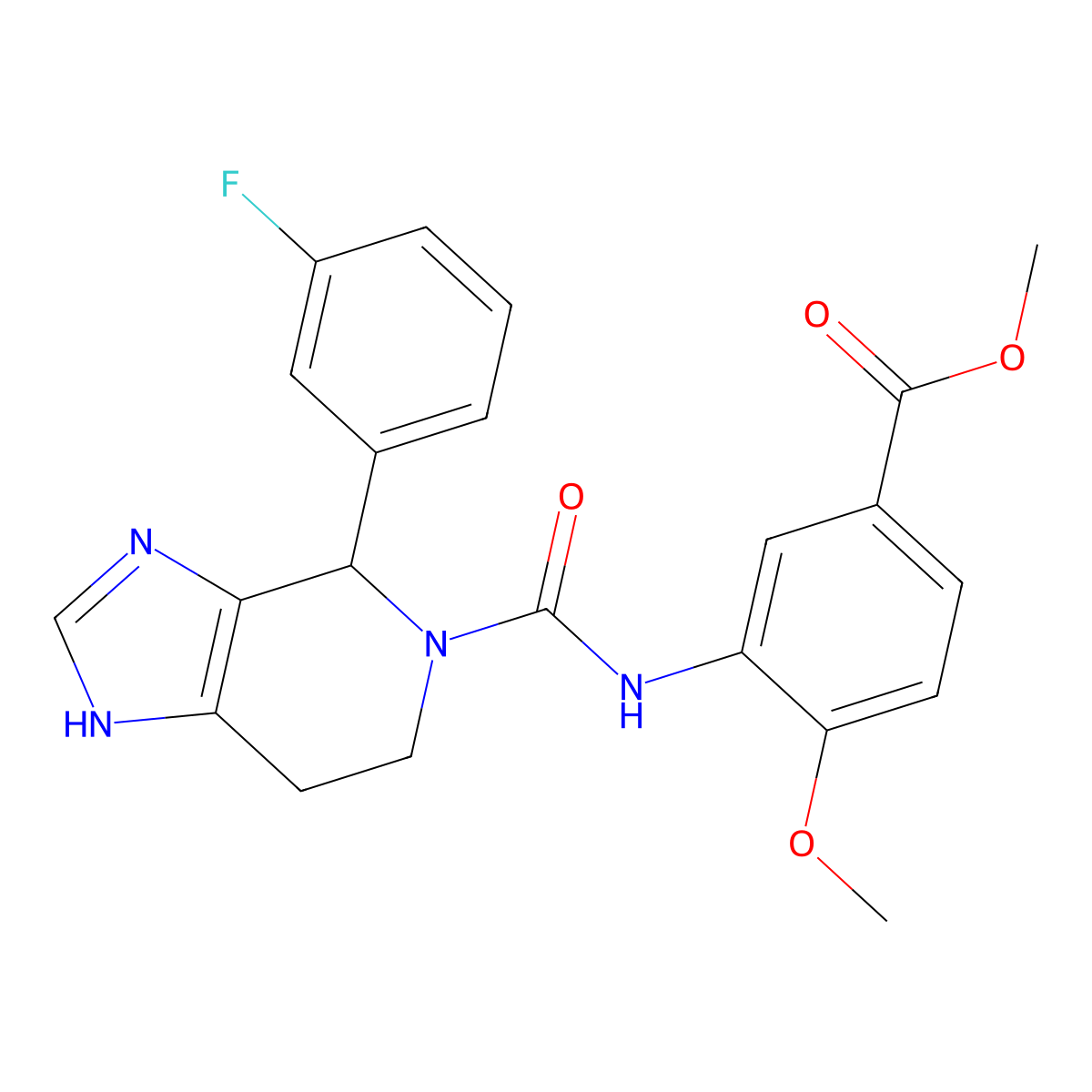 methyl 3-({[4-(3-fluorophenyl)-1,4,6,7-tetrahydro-5H-imidazo[4,5-c]pyridin-5-yl]carbonyl}amino)-4-methoxybenzoate molecular structure, CAS 1219575-12-8