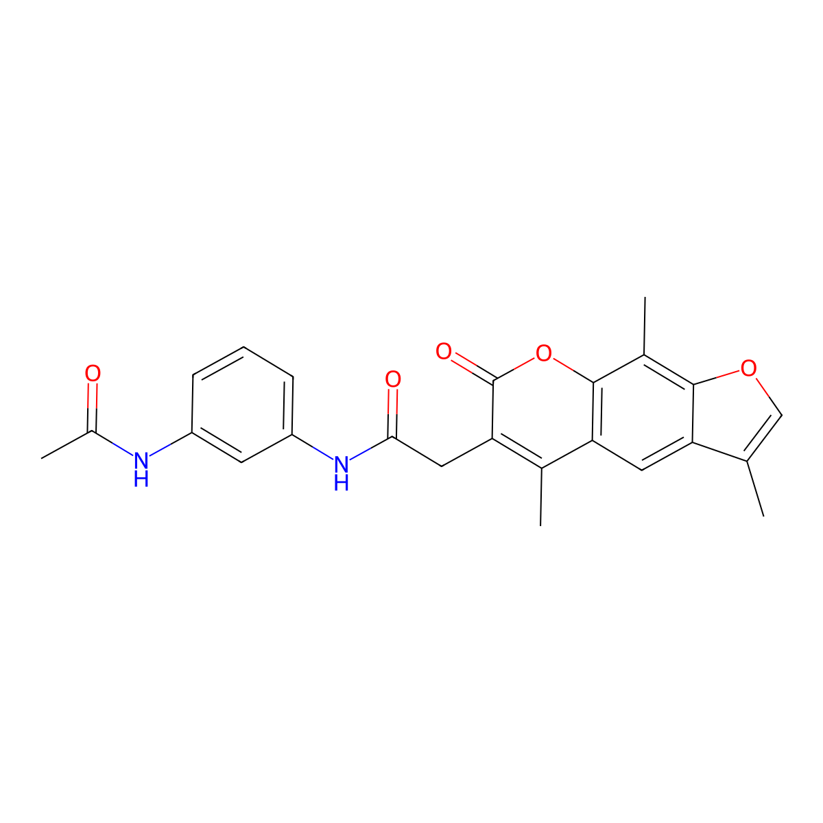 N-[3-(acetylamino)phenyl]-2-(3,5,9-trimethyl-7-oxo-7H-furo[3,2-g]chromen-6-yl)acetamide molecular structure, CAS 1219575-30-0