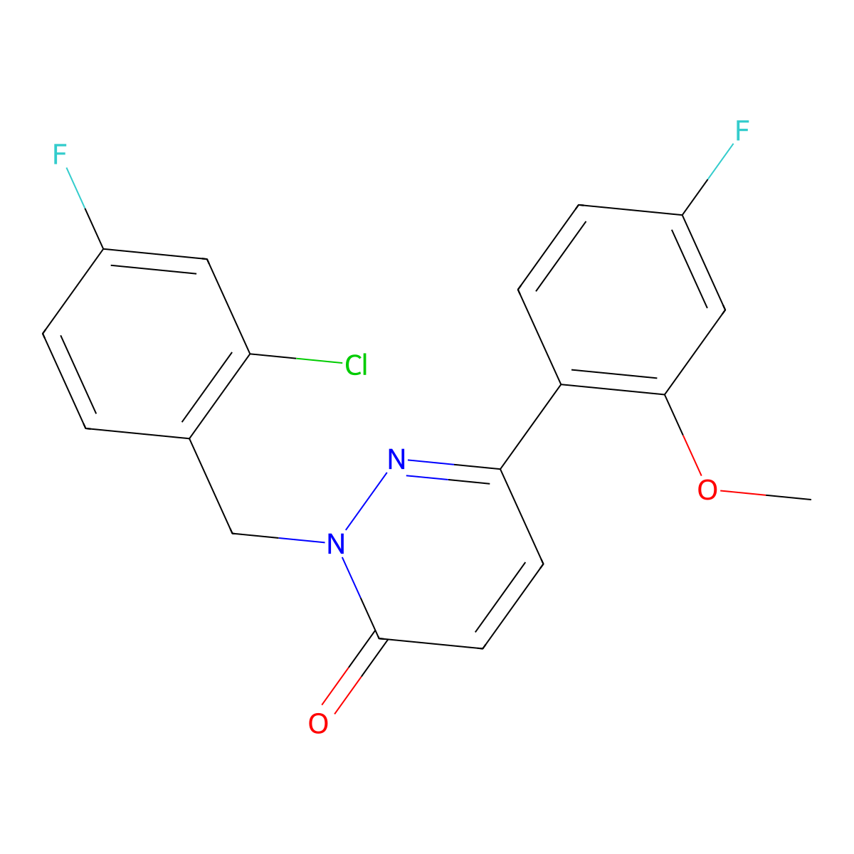2-(2-chloro-4-fluorobenzyl)-6-(4-fluoro-2-methoxyphenyl)pyridazin-3(2H)-one molecular structure, CAS 1219575-32-2