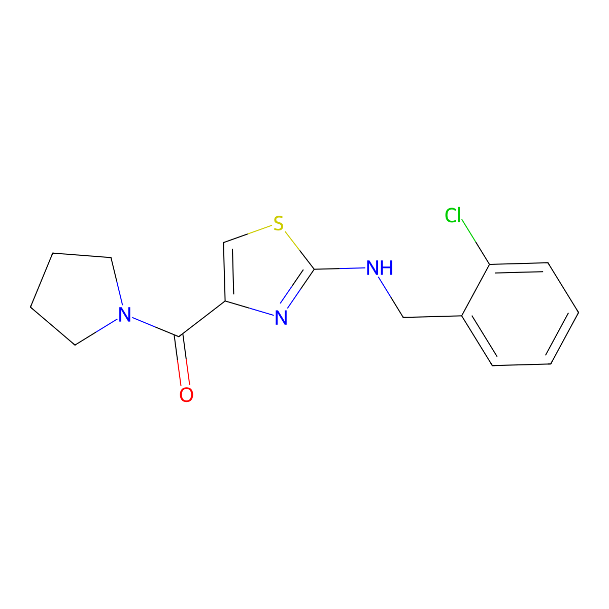 N-(2-chlorobenzyl)-4-(1-pyrrolidinylcarbonyl)-1,3-thiazol-2-amine molecular structure, CAS 1219575-49-1