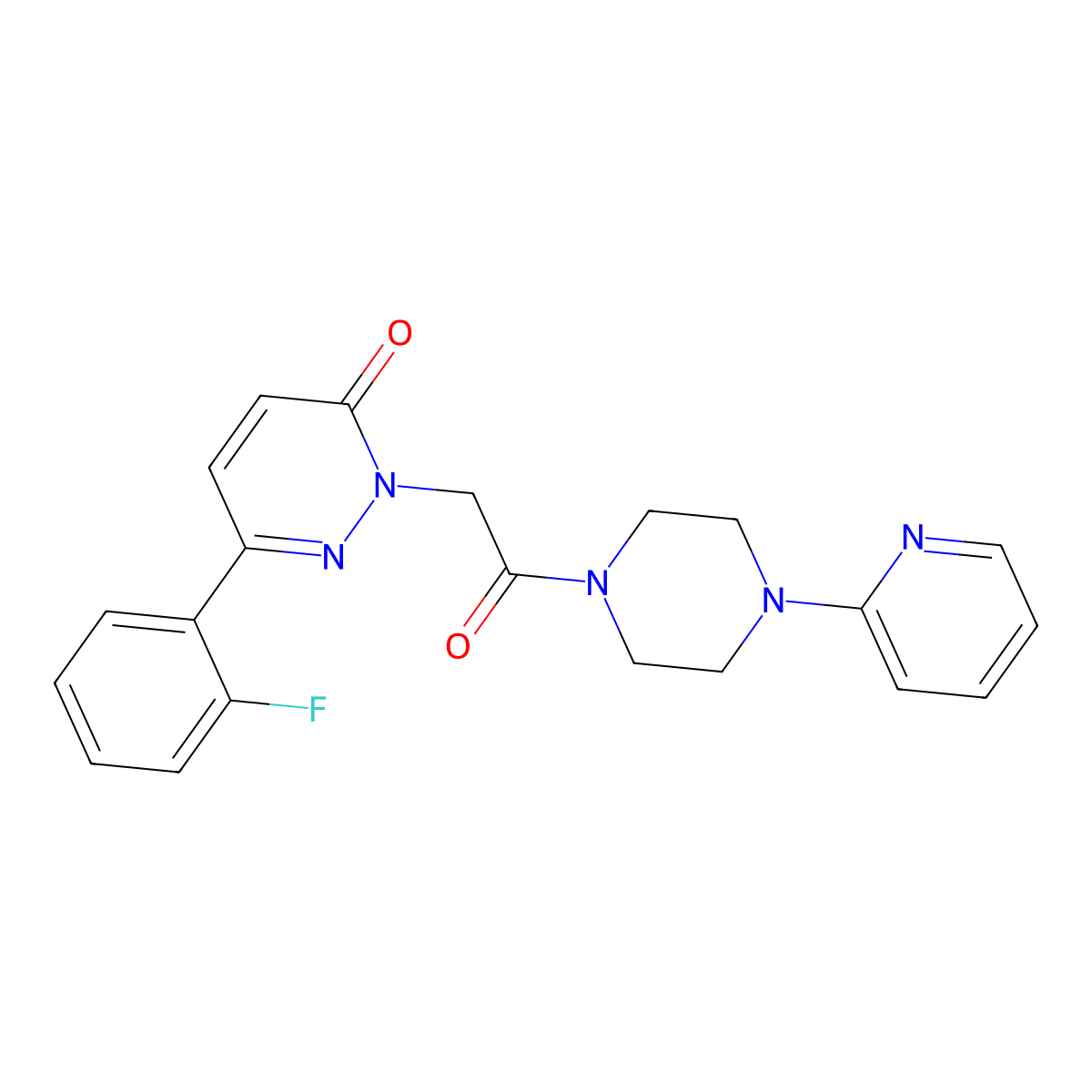 6-(2-fluorophenyl)-2-{2-oxo-2-[4-(2-pyridinyl)-1-piperazinyl]ethyl}-3(2H)-pyridazinone molecular structure, CAS 1219575-54-8