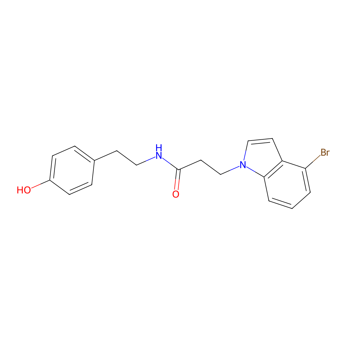 3-(4-bromo-1H-indol-1-yl)-N-[2-(4-hydroxyphenyl)ethyl]propanamide molecular structure, CAS 1219575-64-0
