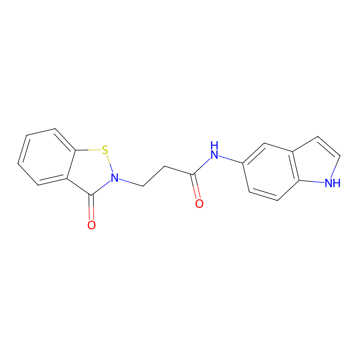 N-(1H-indol-5-yl)-3-(3-oxo-1,2-benzothiazol-2(3H)-yl)propanamide molecular structure, CAS 1219575-66-2