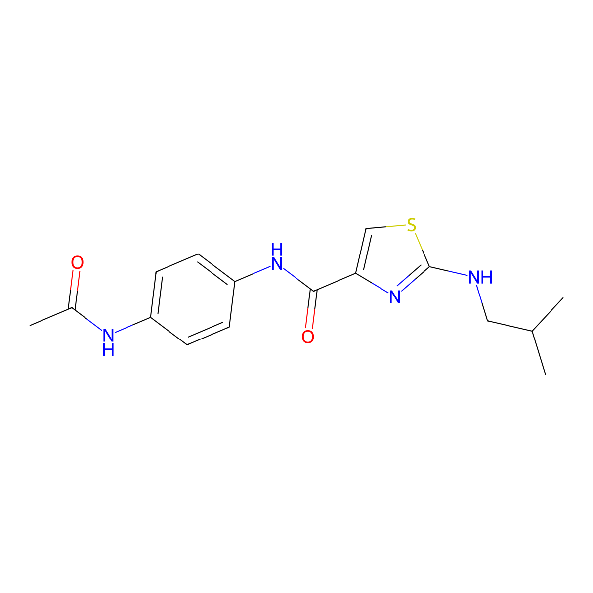 N-[4-(acetylamino)phenyl]-2-(isobutylamino)-1,3-thiazole-4-carboxamide molecular structure, CAS 1219575-70-8