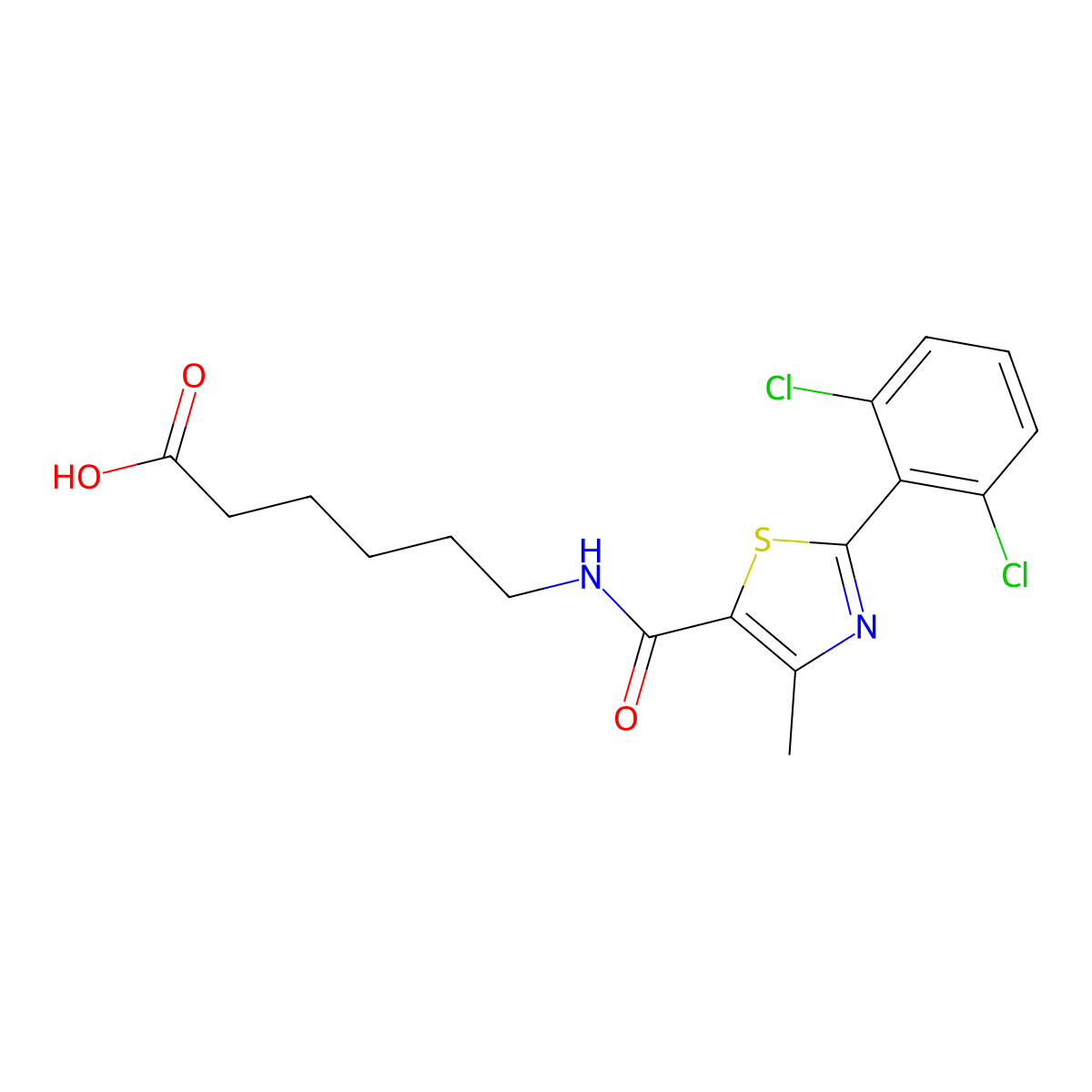 6-({[2-(2,6-Dichlorophenyl)-4-methyl-1,3-thiazol-5-yl]carbonyl}amino)hexanoic acid molecular structure, CAS 1219575-76-4