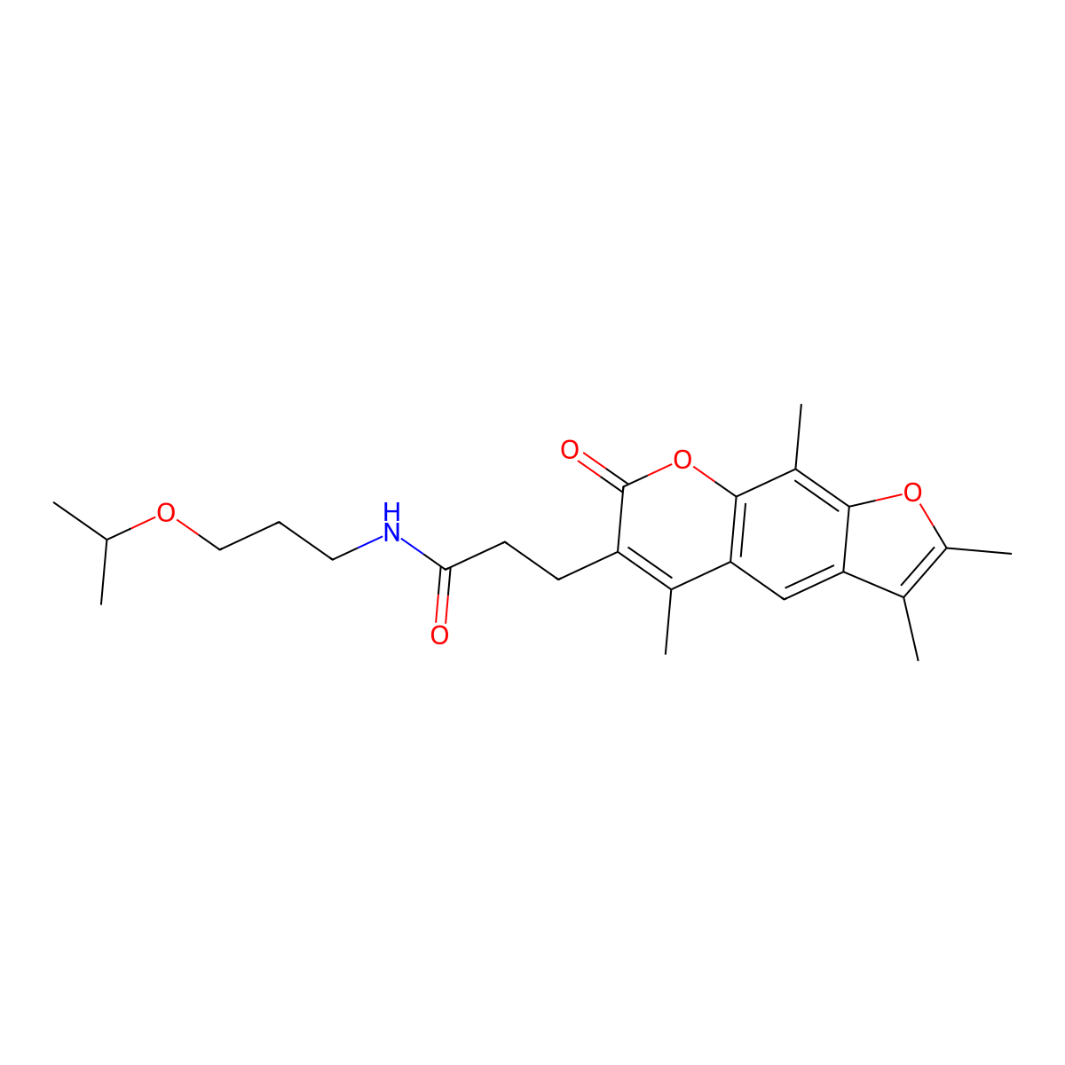 N~1~-(3-isopropoxypropyl)-3-(2,3,5,9-tetramethyl-7-oxo-7H-furo[3,2-g]chromen-6-yl)propanamide molecular structure, CAS 1219575-89-9