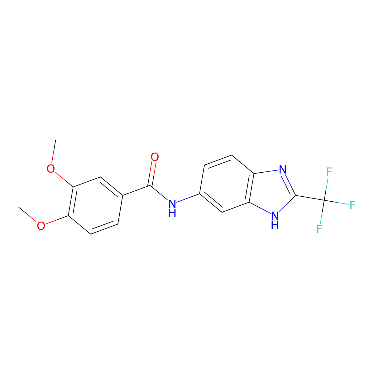 3,4-dimethoxy-N-[2-(trifluoromethyl)-1H-benzimidazol-5-yl]benzamide molecular structure, CAS 1219575-91-3