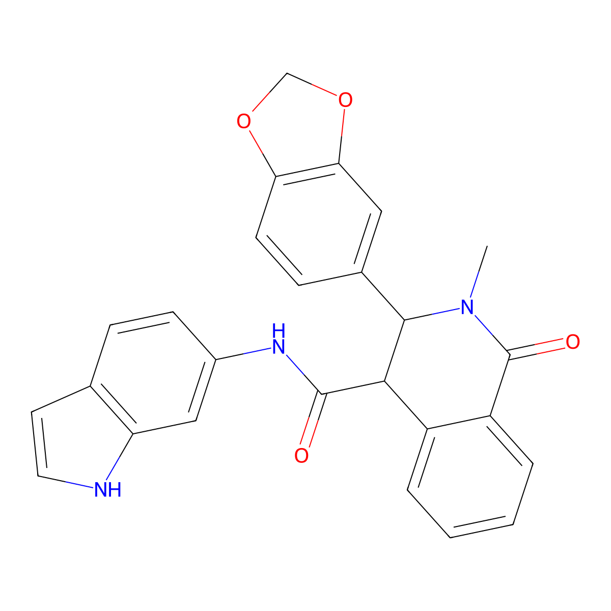 3-(1,3-benzodioxol-5-yl)-N-(1H-indol-6-yl)-2-methyl-1-oxo-1,2,3,4-tetrahydroisoquinoline-4-carboxamide molecular structure, CAS 1219575-97-9