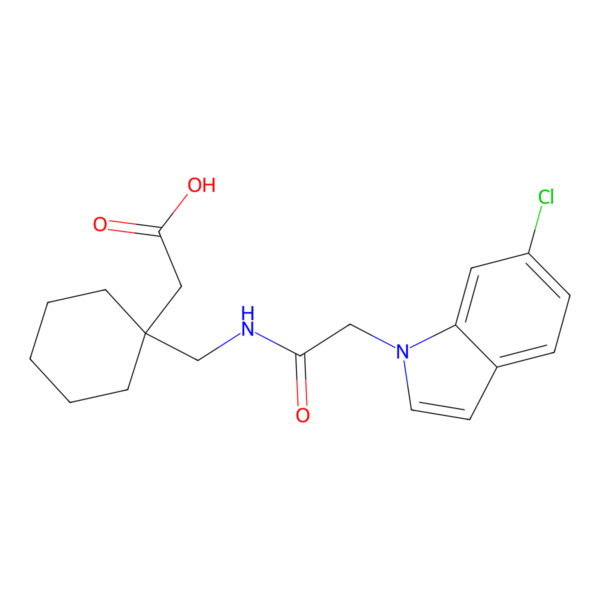 [1-({[(6-chloro-1H-indol-1-yl)acetyl]amino}methyl)cyclohexyl]acetic acid molecular structure, CAS 1219576-29-0
