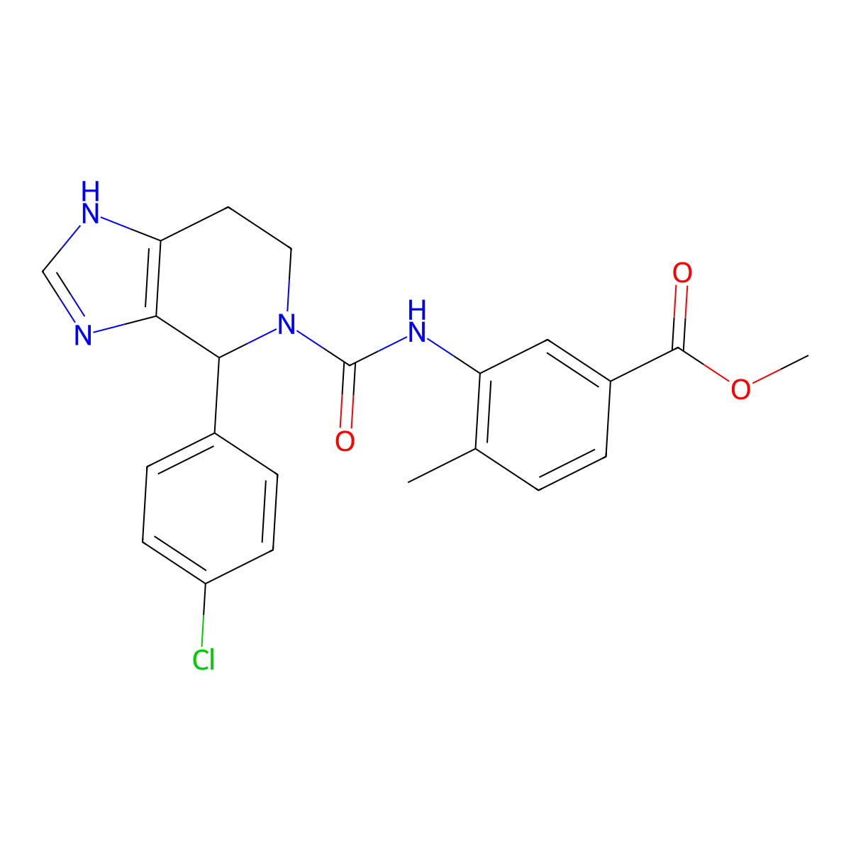 methyl 3-({[4-(4-chlorophenyl)-1,4,6,7-tetrahydro-5H-imidazo[4,5-c]pyridin-5-yl]carbonyl}amino)-4-methylbenzoate molecular structure, CAS 1219576-36-9
